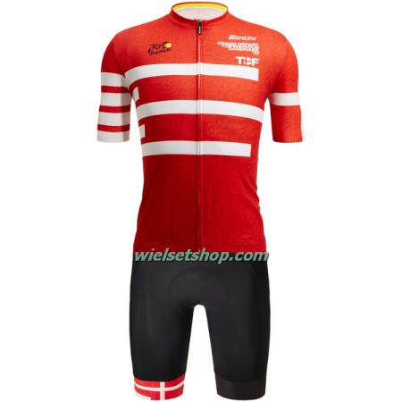 Fietskleding (Fietsshirt + Korte Koersbroek) 2022 Ronde van Frankrijk Kopenhagen - Rood Wit